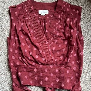 Anthropologie Sleeveless Tie-Waist Blouse